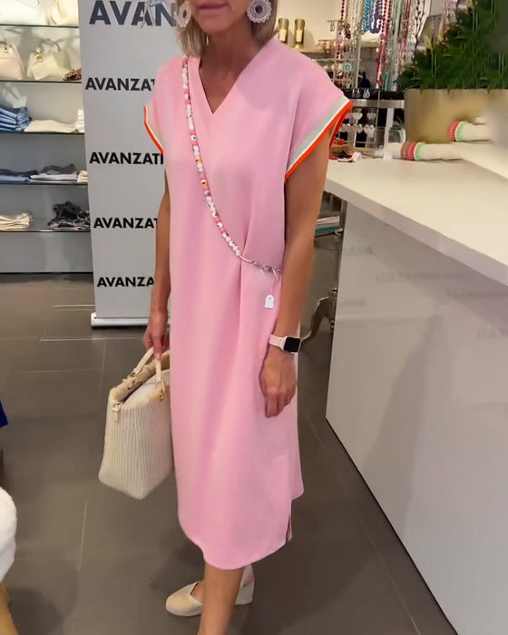 Klänning Lotusskärmar V-Ringning Avslappnad Slits