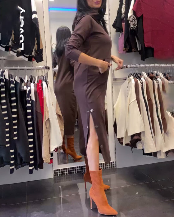 Klänning Med Sido-Slits Och Huva