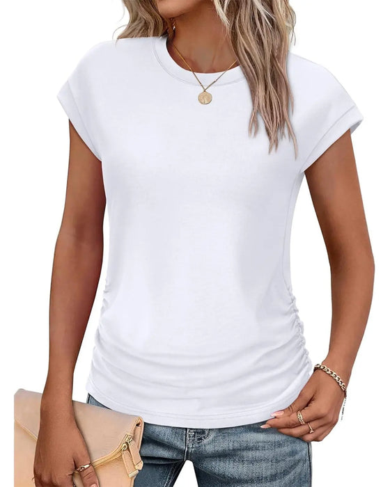 T-Shirt Sida Rynkning Kort Ärm