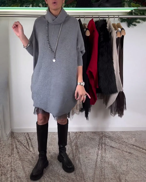 Hängslen Spets Mesh Klänning Kostym Hög Krage Fladdermusärm