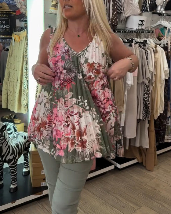 Tank Top Ärmlös V-Hals Tryck