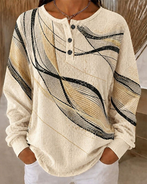 Sweatshirt Våg Linje Tryck