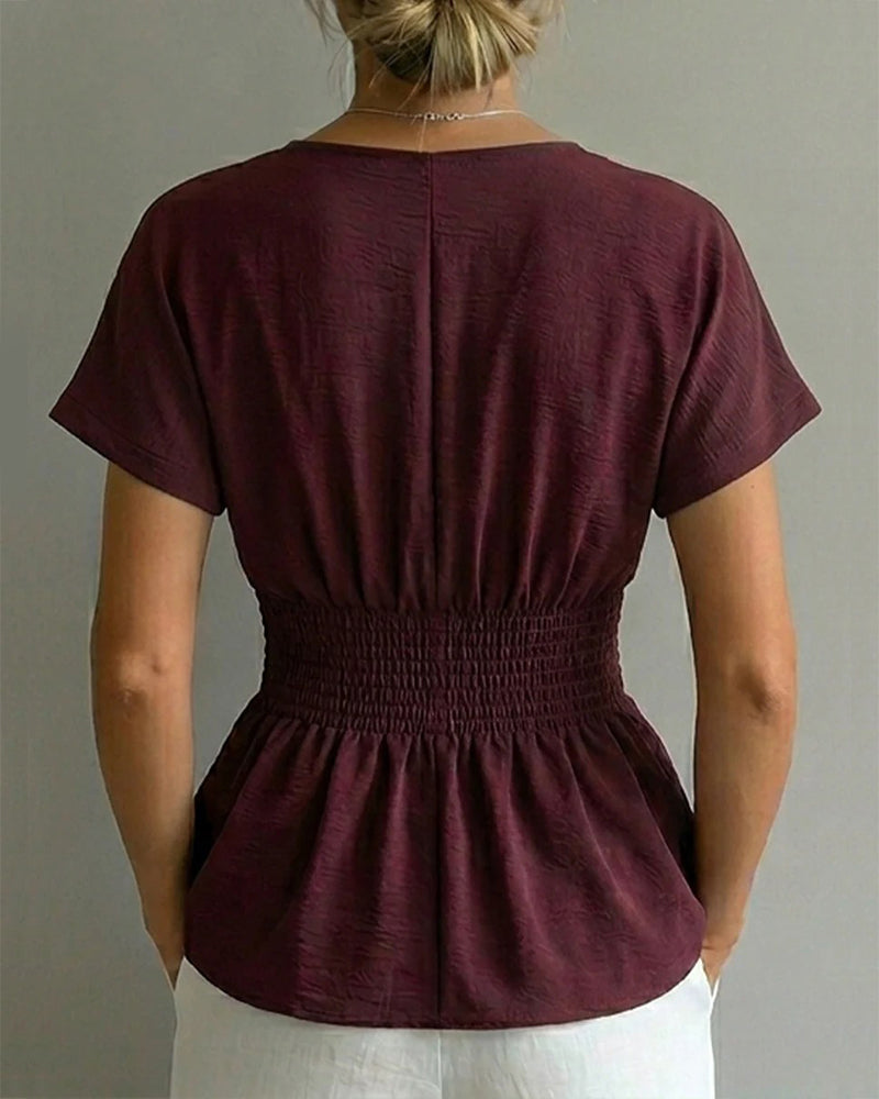 Blus V-Hals Figurnära