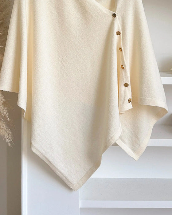 Kappa Mångsidig Asymmetrisk Knapp Cape Mantel