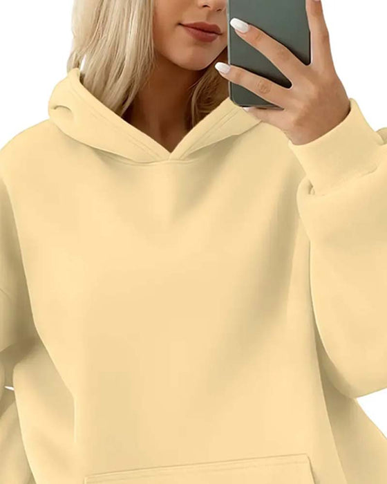 Hoodie Solid Färg Lång Ärm Casual