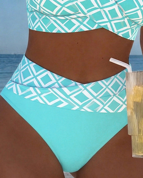 Tvådelad Baddräkt I Bramodell Med Diamantmönster