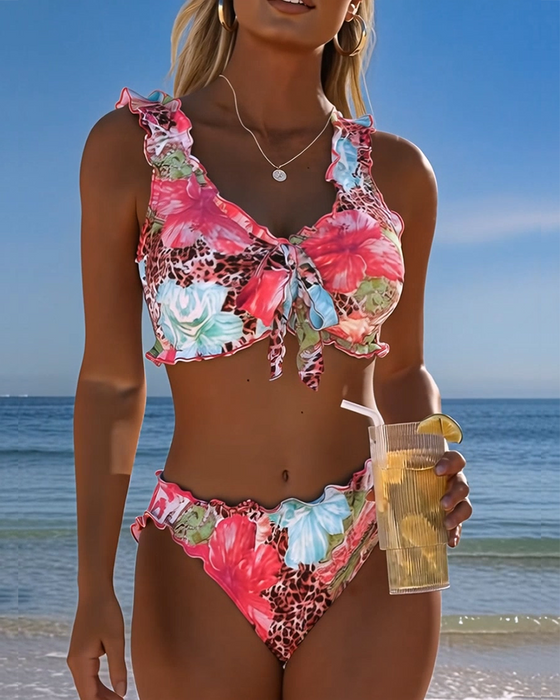 Bikinis Blommig Leopard Lapptäcke