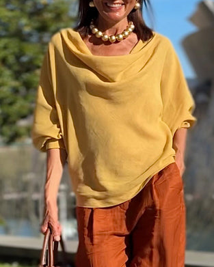 Blus Draperad Hals Löss