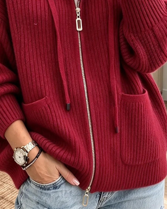 Cardigan Dragsko Dragkedja Ficka Tröja
