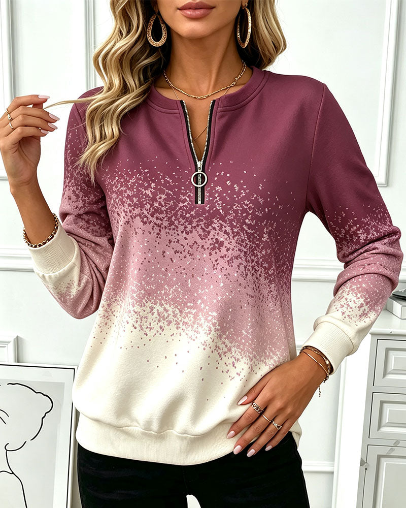 Sweatshirt Dragkedja Gradient Kontrast