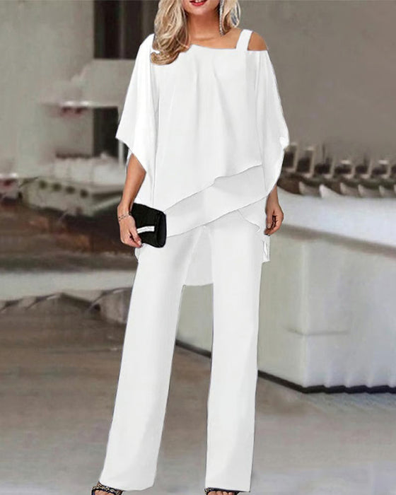 Tvådelat Set Off-Shoulder Fladdermusärm
