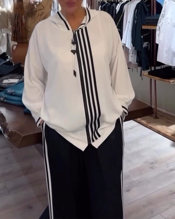 Huva randig avslappnad tvådelar