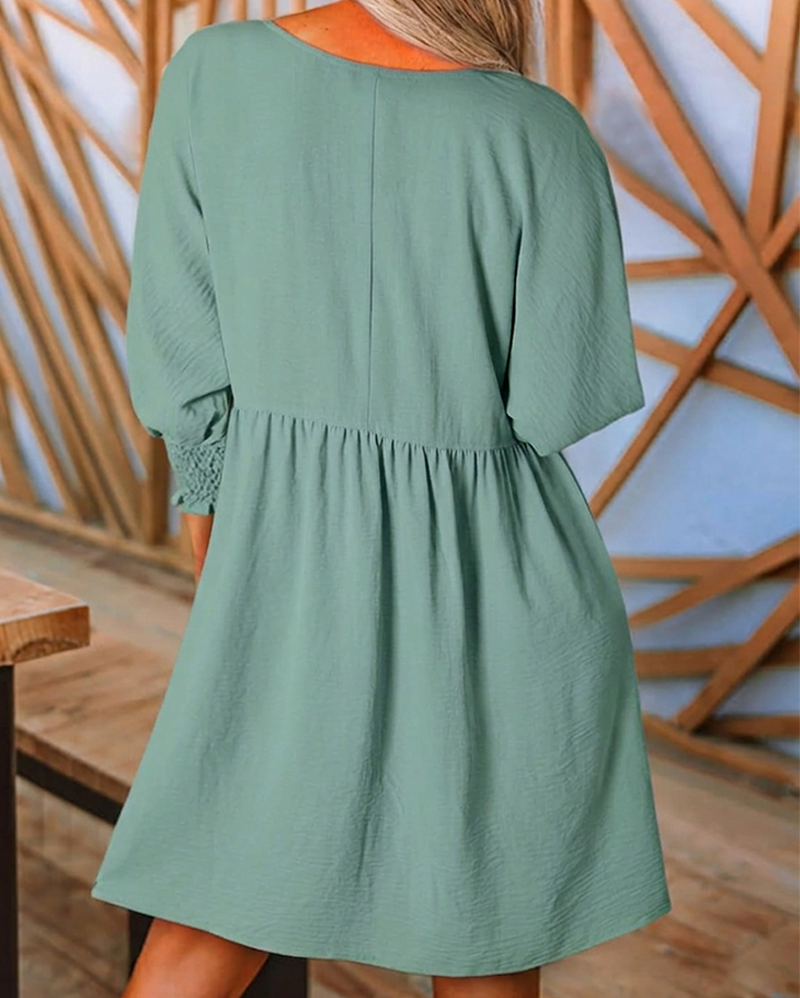 Klänning Dam Enfärgad Midjeknäppning