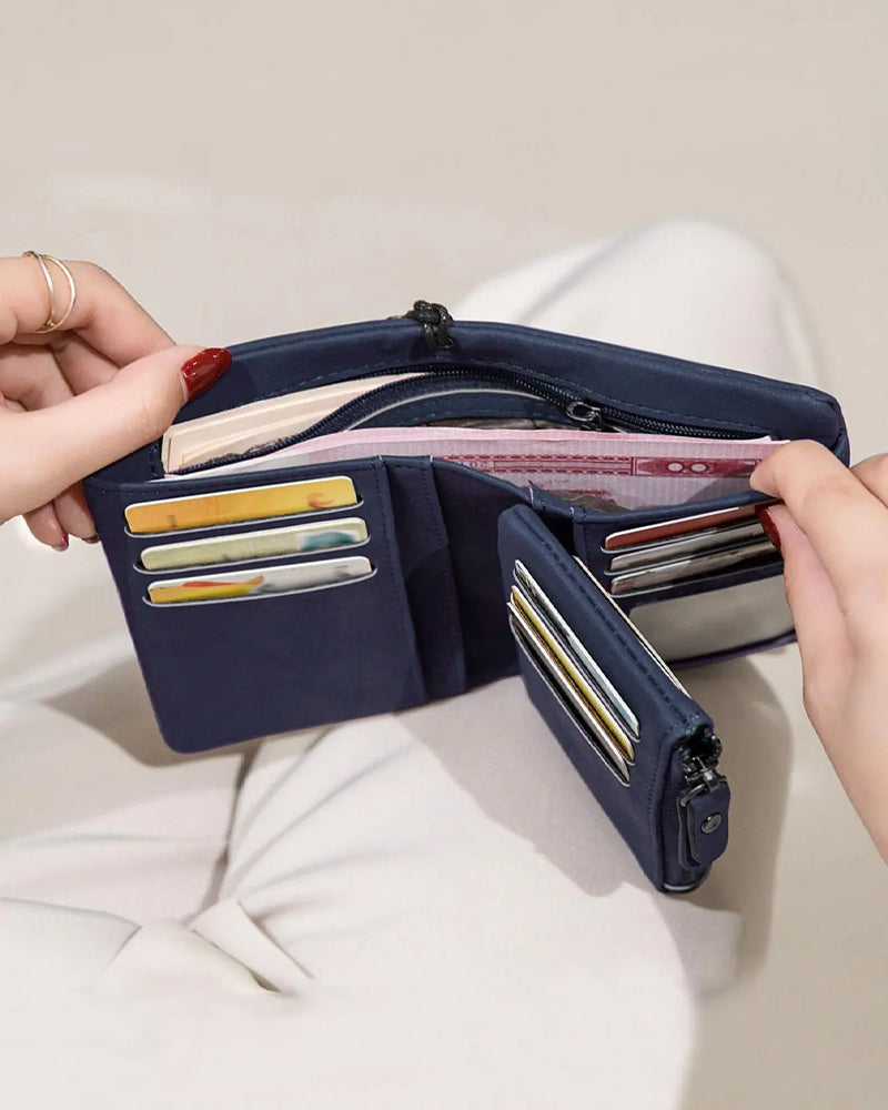 Dam Elegant Minimalistisk Kort Plånbok Med Handledsrem, Casual Mångsidig Dragkedja Korthållare Plånbok, Trendig Plånbok För Dagligt Bruk