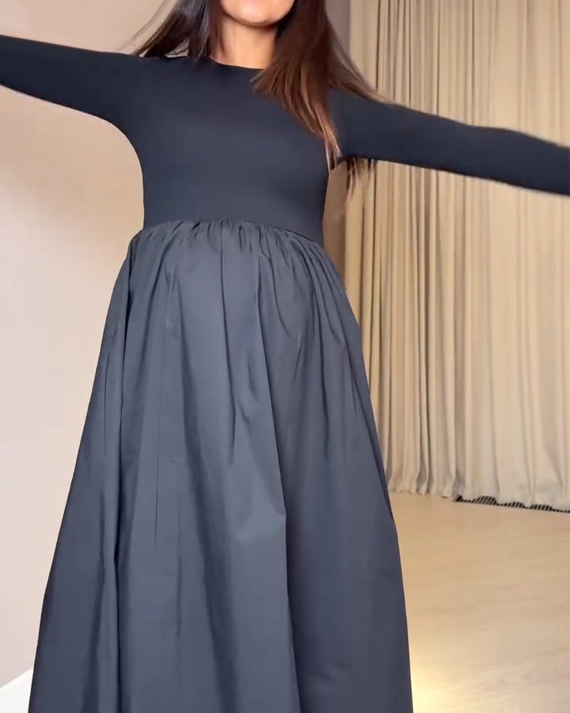 Klänning Rund Hals Elegant Lapptäcke