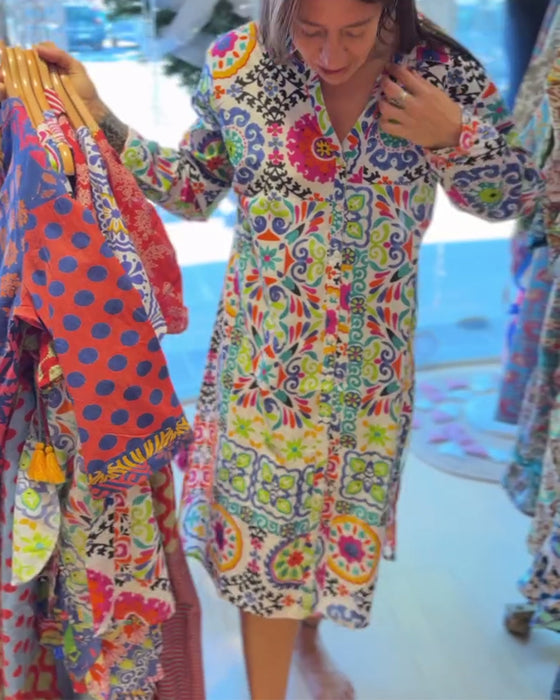 Klänning Långärmad Bohemtryck