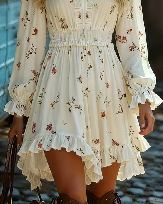 Klänning Elegant Långärmad Blommig