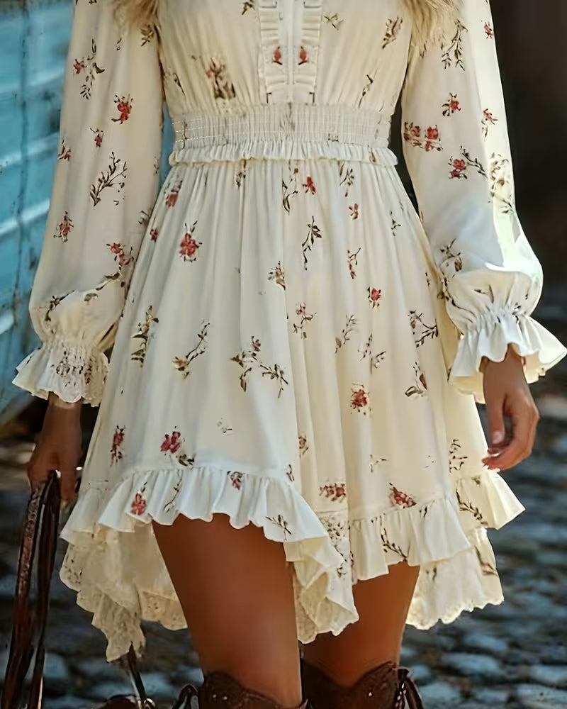 Klänning Elegant Långärmad Blommig