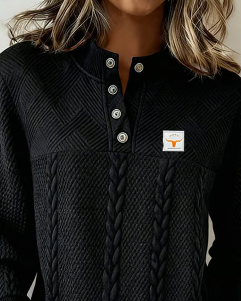 Casual Långärmad Hoodie Med Jacquard