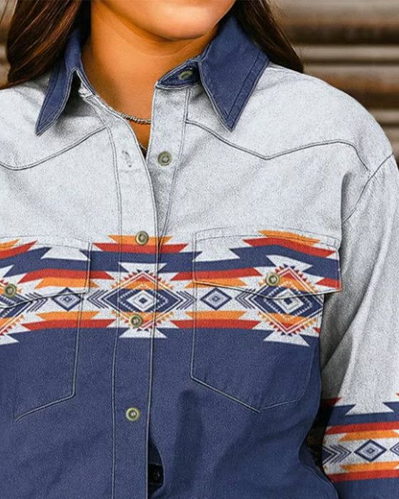 Skjorta med tryck och avslappnad långärmad