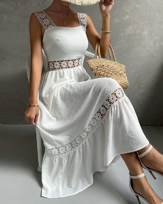 Klänning Spetskant Hålig Cami