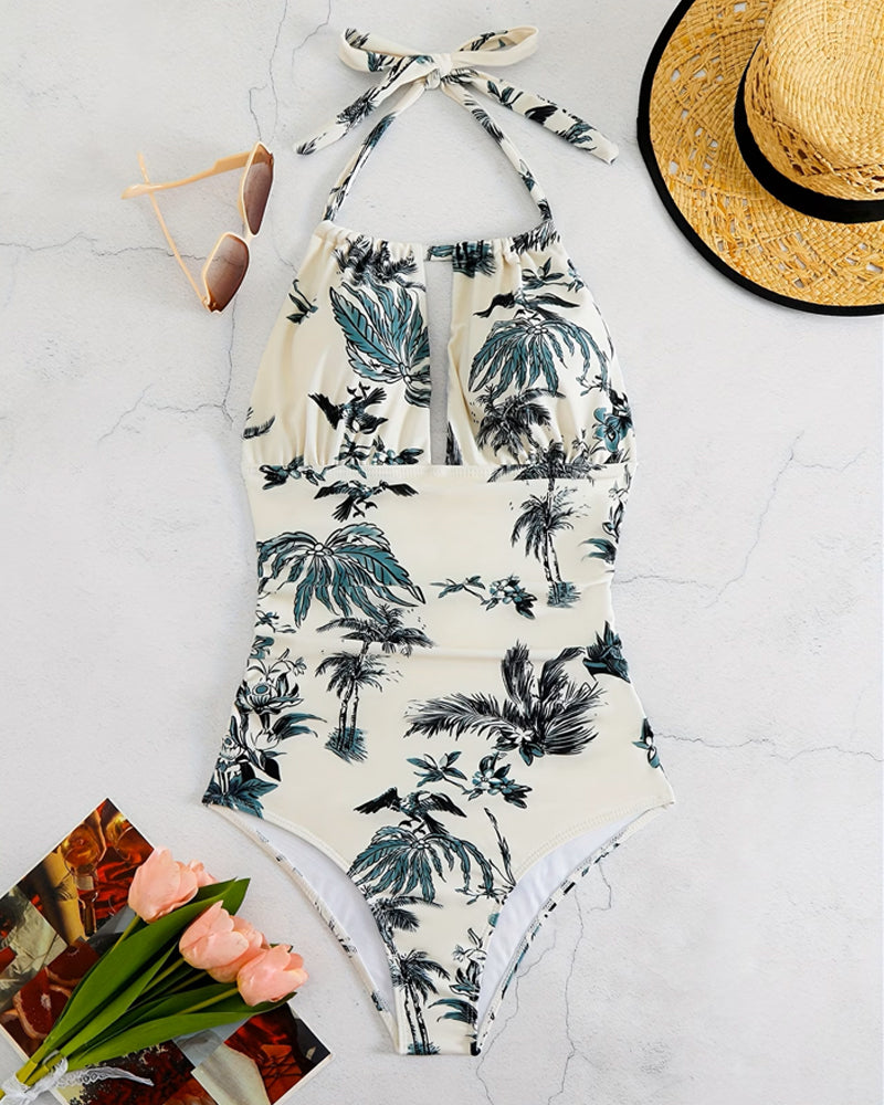 Onesie Baddräkt Sexig Halsringning Tryckt