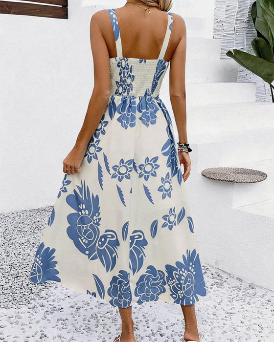 Klänning Elegant Rem Tryck