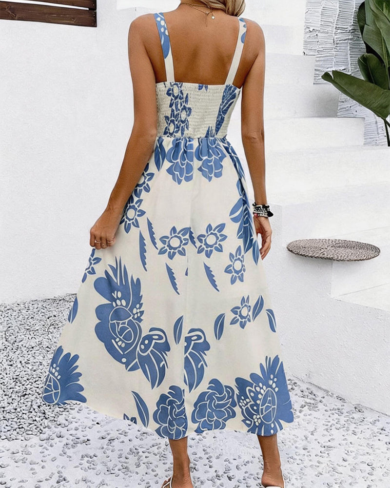 Klänning Elegant Rem Tryck