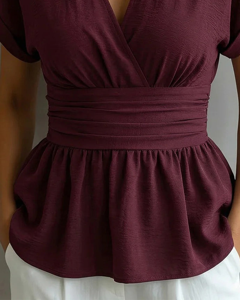 Blus V-Hals Figurnära