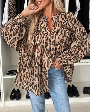 Långärmad Leopardtryck Blus