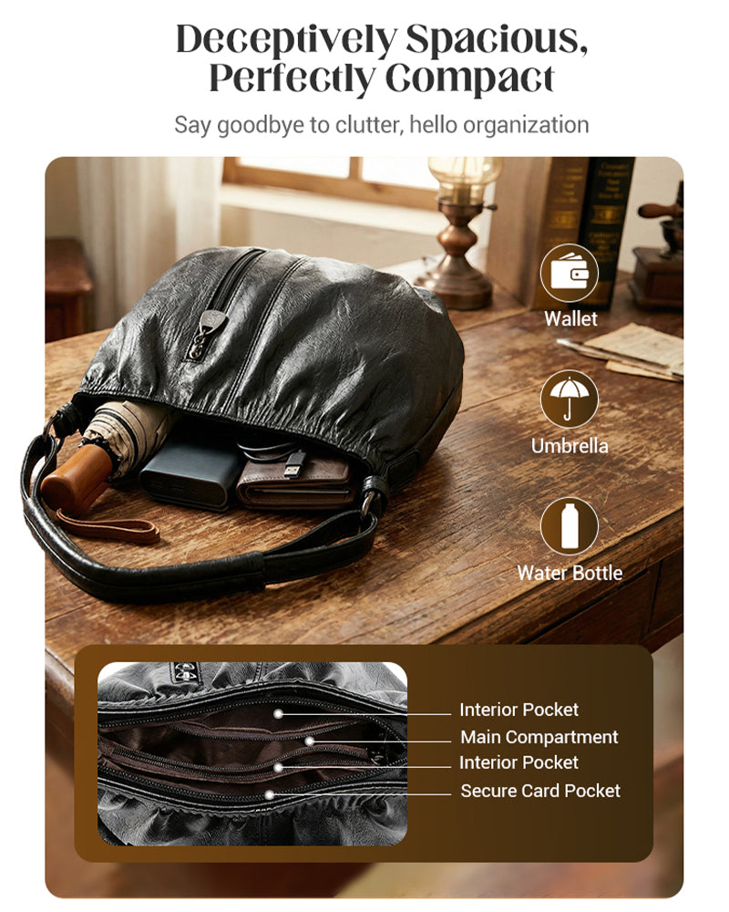 Handväska Casual Vikt Hink Mjuk Läder