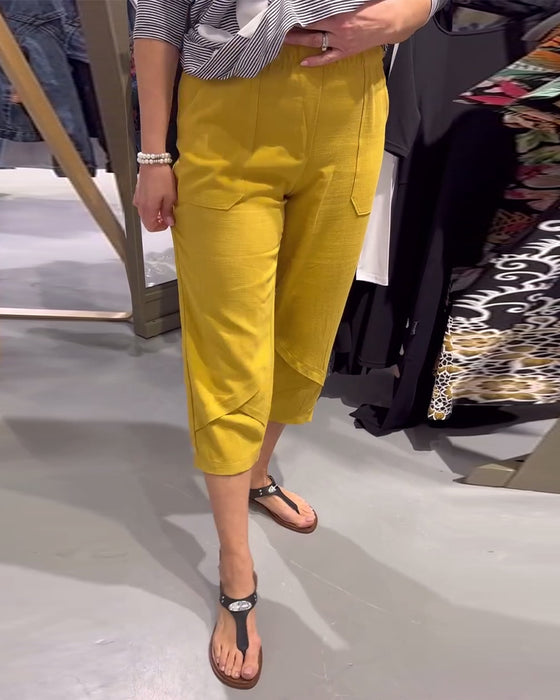 Byxor Avslappnade Avsmalnande Bomull Och Linne Korta