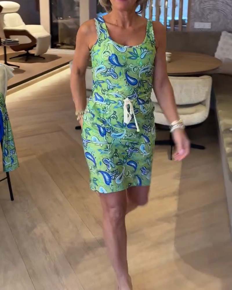 Klänning Ärmlös Figurnära Remmar Cashew Blomma