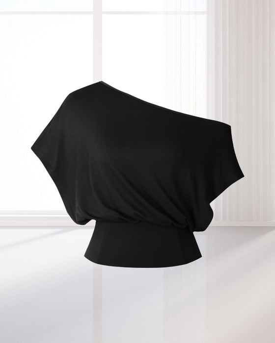 T-Shirt Asymmetrisk Fåll Åtsittande Fladdermus