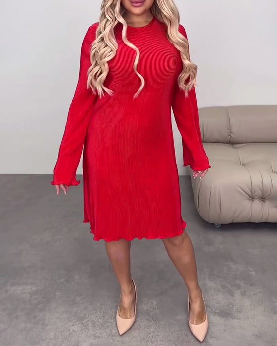 Klänning avslappnad enfärgad knälång