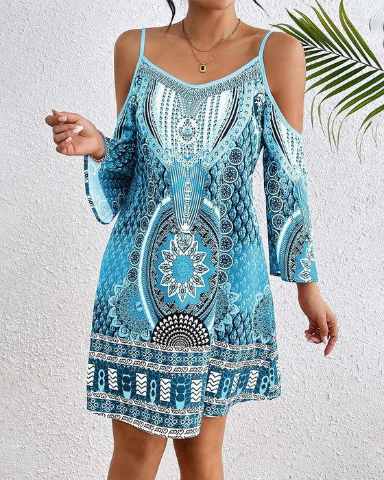 Klänning Strapless Off-the-shoulder Tryckt Shift