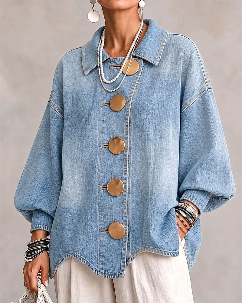Kappa Stor Metallknapp Tvättad Denim