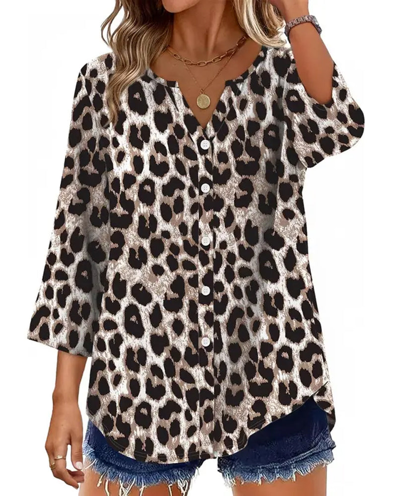 Blus Prickigt Print Loose Fit