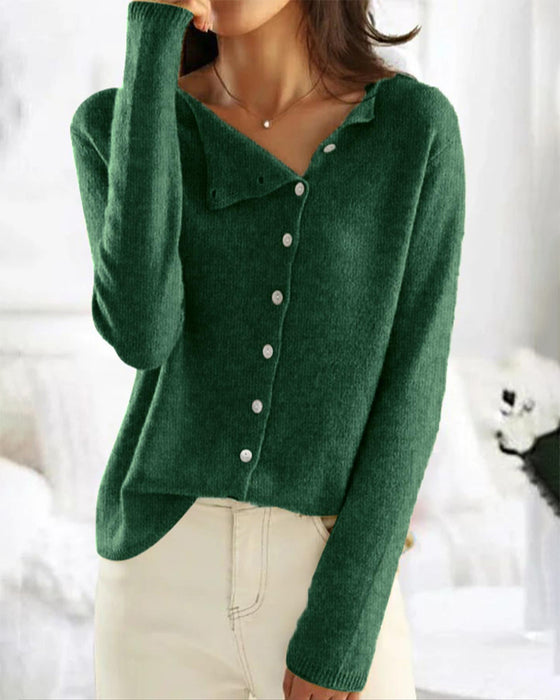 Pullover Knapp Oregelbunden Solid