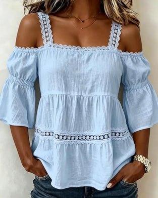 Blus Spets Patchwork Rem Kall Axel