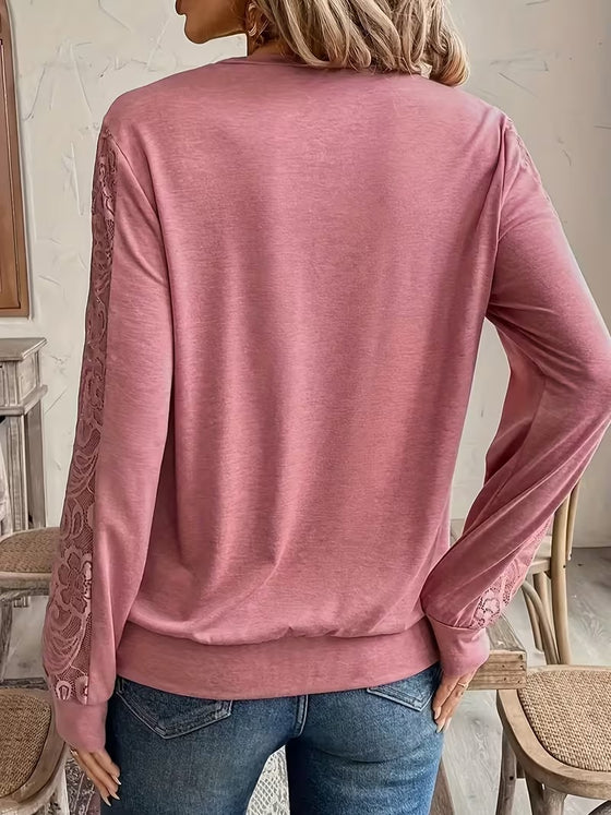 Topp Spets Sticksöm Modig Långärmad