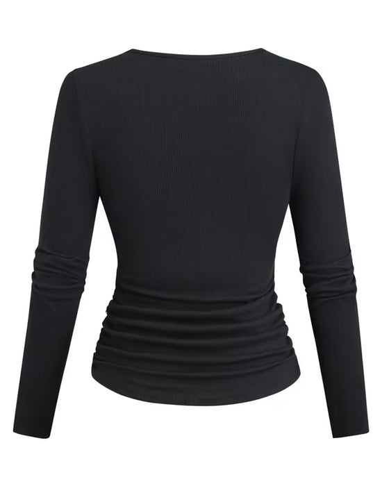 Blus Stilig U-Hals Figursydd