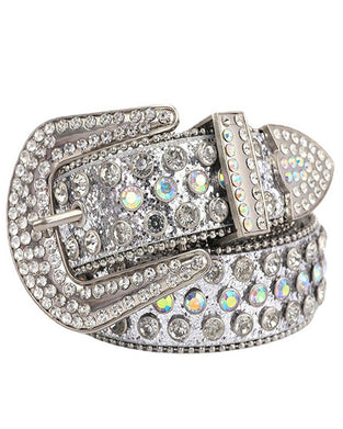 JASGOOD Bälte För Kvinnor Och Män Med Strass, Bling Västern Cowgirl Cowboy Nitläderbälte, Diamant Midjebälte För Jeans Och Byxor