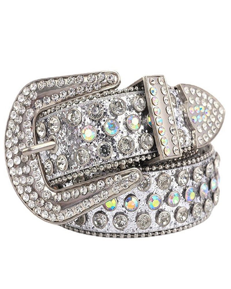 JASGOOD Bälte För Kvinnor Och Män Med Strass, Bling Västern Cowgirl Cowboy Nitläderbälte, Diamant Midjebälte För Jeans Och Byxor