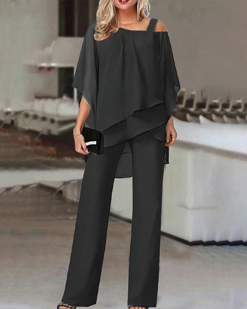 Tvådelat Set Off-Shoulder Fladdermusärm