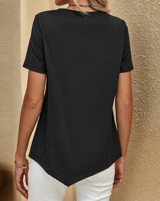 Randig blus med rund hals I färgblock