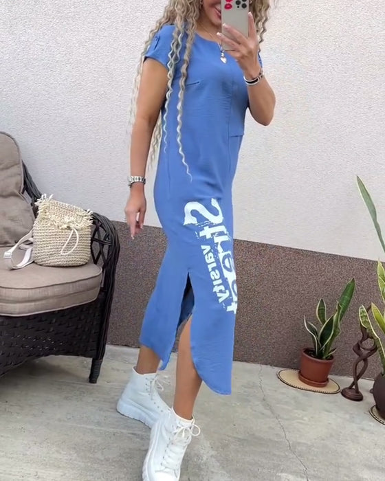 Klänning Sexig Slits Kort Ärm