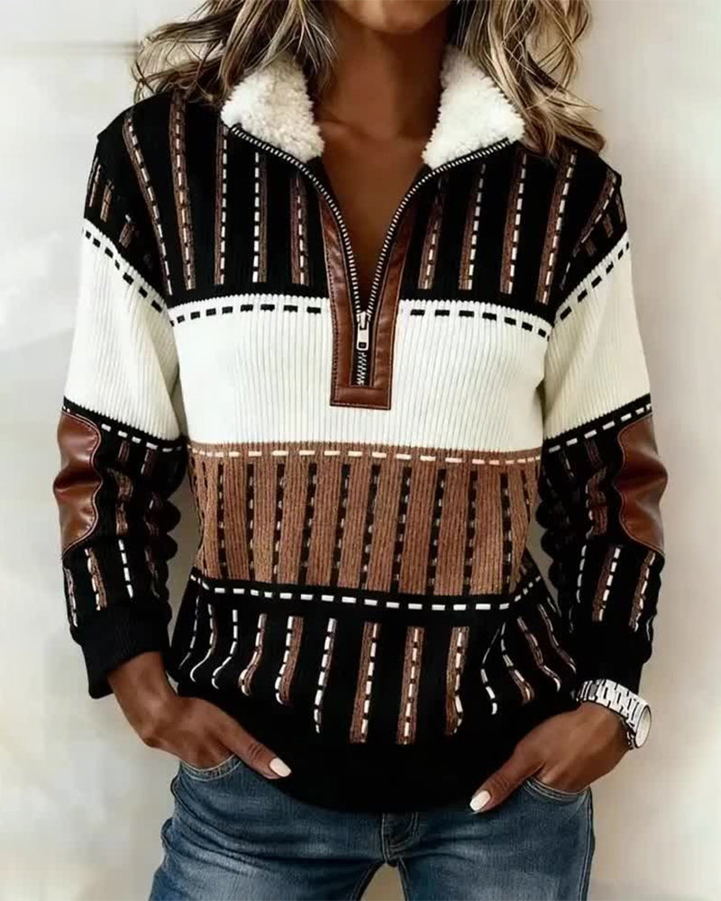 Mode-Retro Sweatshirt Med Halvblås