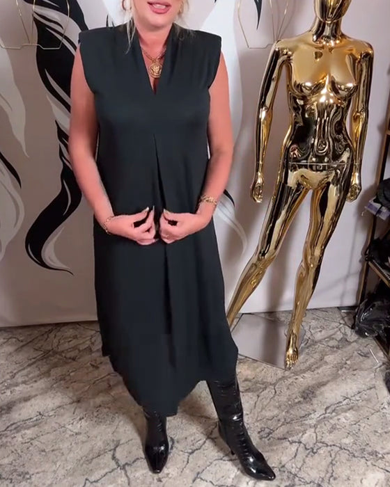 Modig Ärmlös Klänning Med V-Ringning