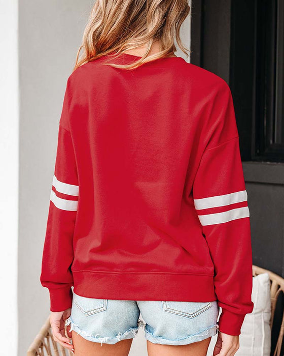 Färgblockerad Långärmad Rundhalsad Sweatshirt